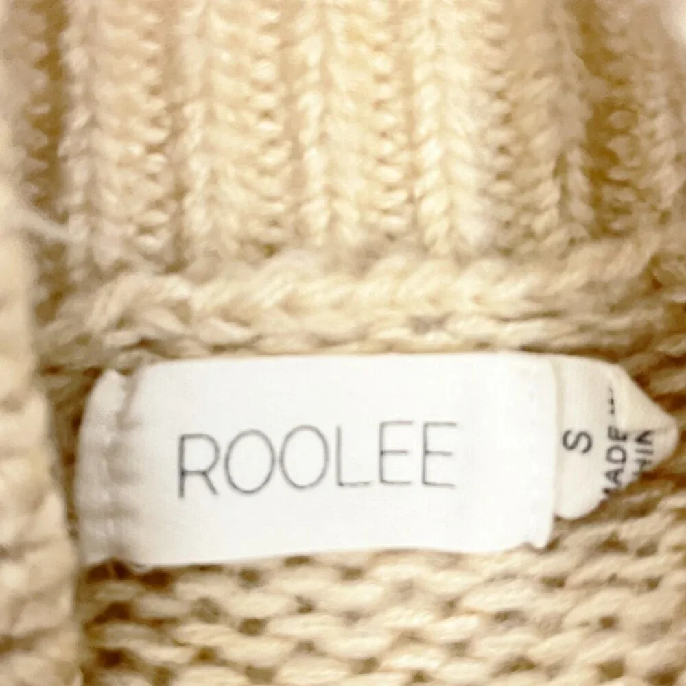 2/$30 Roolee Tan Green Stripe Mock Neck Sweater Small